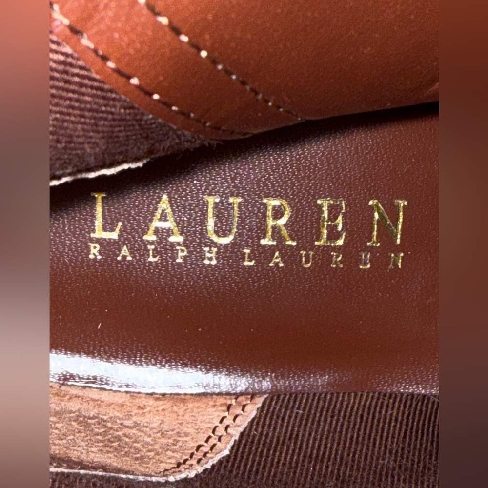 Lauren Ralph Carah Brown Leather Ankle Boots Zip Tassels Women's Size 8B - Picture 11 of 15